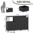 thumbnail image 3 of Eunos 8 Wide Black Drawers Dresser with Charging Station and Open Shelf for Bedroom Closet Dorm, 3 of 7