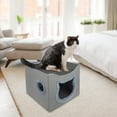 thumbnail image 4 of PHANCIR Camas para Gatos de Interior, Cómoda Cama y Muebles Cuadrados Plegables para Cuevas para Mascotas, con Almohadilla para Rascar y 2 Cojines, Gris, 4 of 7