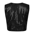 thumbnail image 6 of Yartina Kids Girls Boys Sequin Hip-hop Jazz Dance Waistcoat Jacket Sparkle Stage Performance Vest Black 7-8, 6 of 7