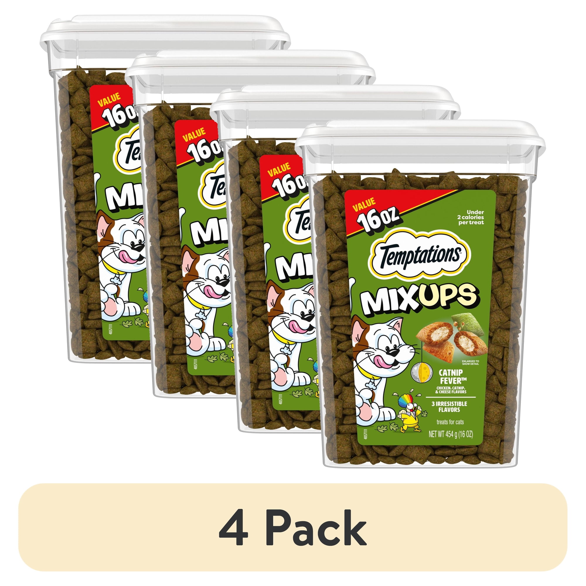 (4 pack) Temptations Mixups Catnip Fever Flavor Crunchy And Soft Treats For Cats, 16 Oz Tub