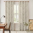 thumbnail image 4 of Beige Baroque Kitchen Curtains 84 Inch Length, Farmhouse Scroll Floral Pattern Art Grommet Top Bedroom Living Room Curtains, Light Filtering Cafe Curtain Drapes 2 Panels Set 84''x84'', 4 of 9