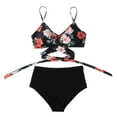 thumbnail image 3 of Femmes Croisent la Taille Haute Chaîne Floral Imprimé 2 Pièce Maillot de Bain, 3 of 6