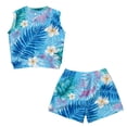 thumbnail image 5 of chaqlin Hawaii Blue Flowers Girls Shorts Set Sleeveless Top and Elastic Waist Shorts with Pockets Soft Graphic Summer Outfits for Sports Casual Wear 5-14 Years Old, 5 of 7