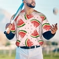 thumbnail image 5 of KLL Hand Drawn Watermelon for Men's Baseball Shirts,Short Sleeve Casual Shirts Button Down Shirt for Men Beach Summer Wedding Shirt-Large, 5 of 7