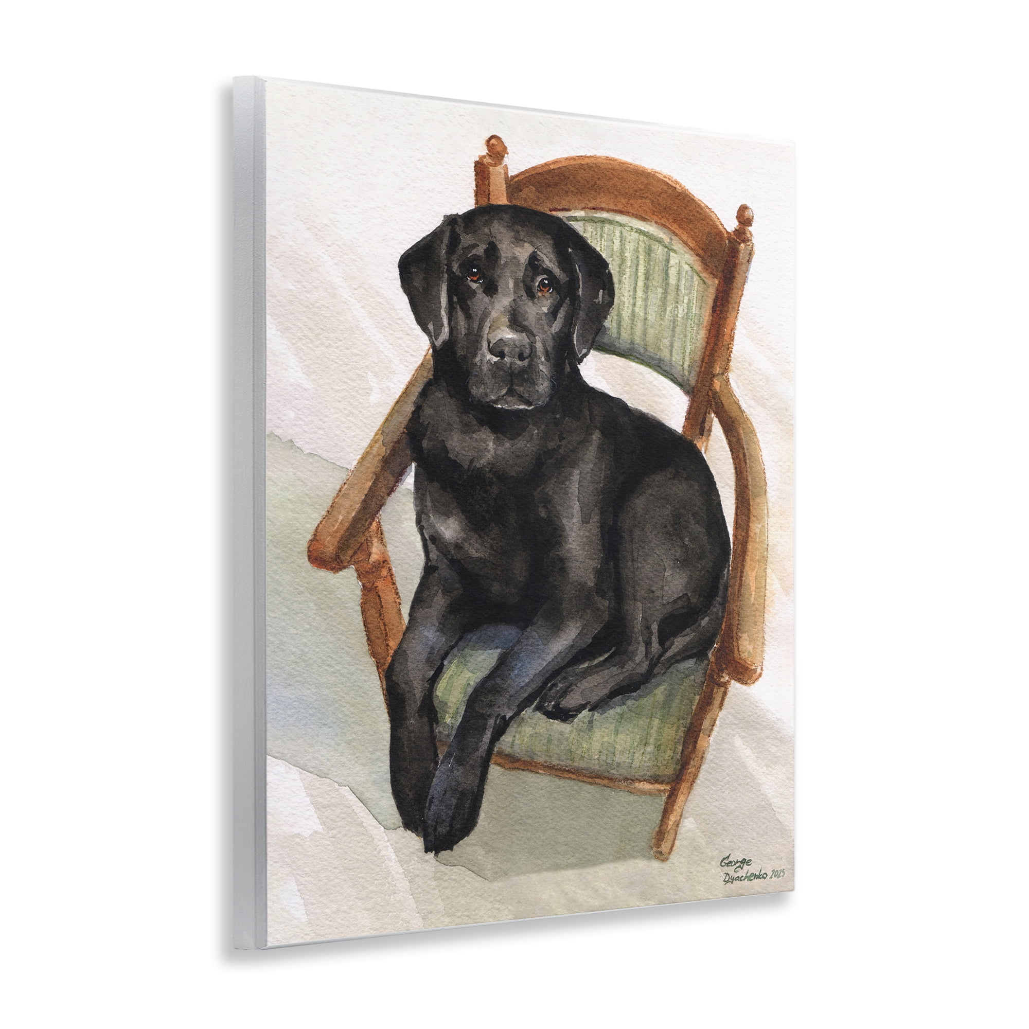 Stupell Industries Black Labrador On Chair Wall Plaque Art, design by George Dyachenko