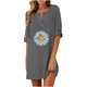 thumbnail image 1 of Vestido de botón de cuello redondo de manga media con estampado casual de verano de moda para mujer Pompotops ghjkhdj14625, 1 of 6