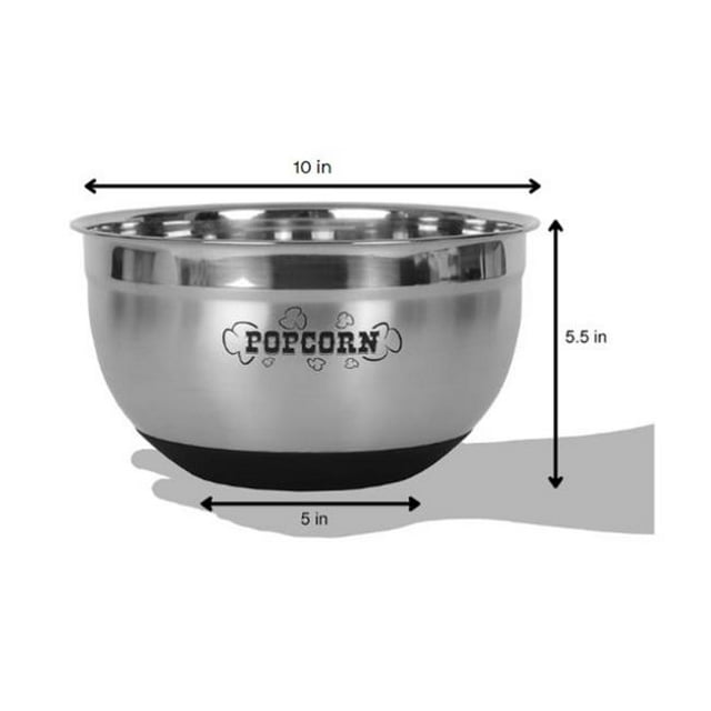 HomeRoots 400997 Sleek Stainless Steel Popcorn Serving Bowl