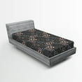 thumbnail image 2 of Ambesonne Nature Fitted Sheet, Flowers Foliage Dark Back, Twin Size, Pale Ruby and Slate Brown, 2 of 5