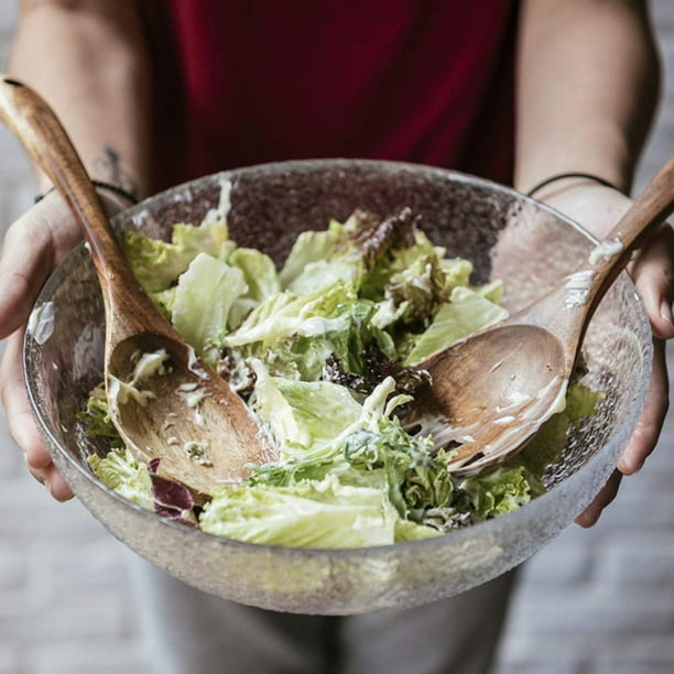 2 Unids/set Servidores De Ensalada De Madera Juego De Cuchara Y Tenedor Para Ensalada Utensilios De Cocina Anggrek Otros