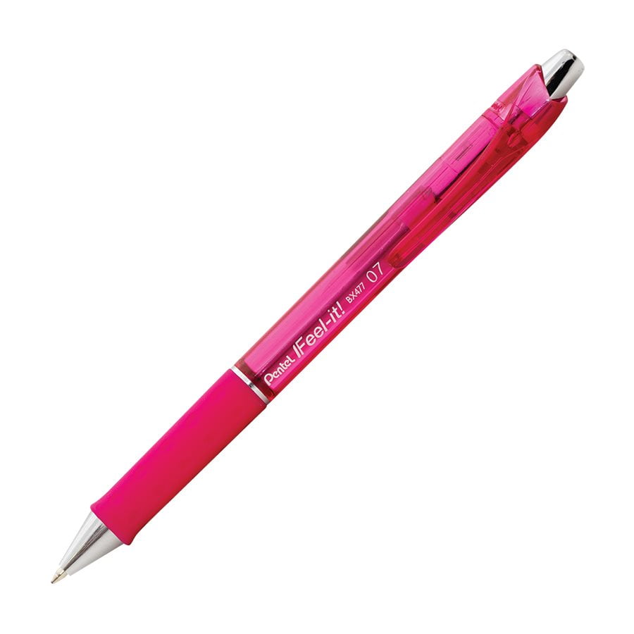 Pentel BX477-P Feel-it! Retractable Ballpoint Pen Pink Each