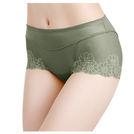

Hinvhai Clearance Sexy Ladies Transparent Lace Panties Big Size Cotton Hollow Breathable Quality Green XXL(XXL)