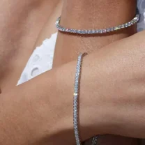 4.60Ct Round Cut Moissanite Tennis Bracelet 14k White Gold Plated 7 to 7.5 inch