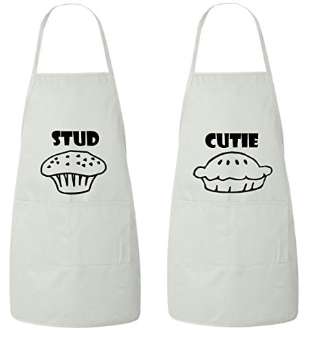 stud muffin & cutie pie his & hers/husband & wife chef aprons set for couples c 