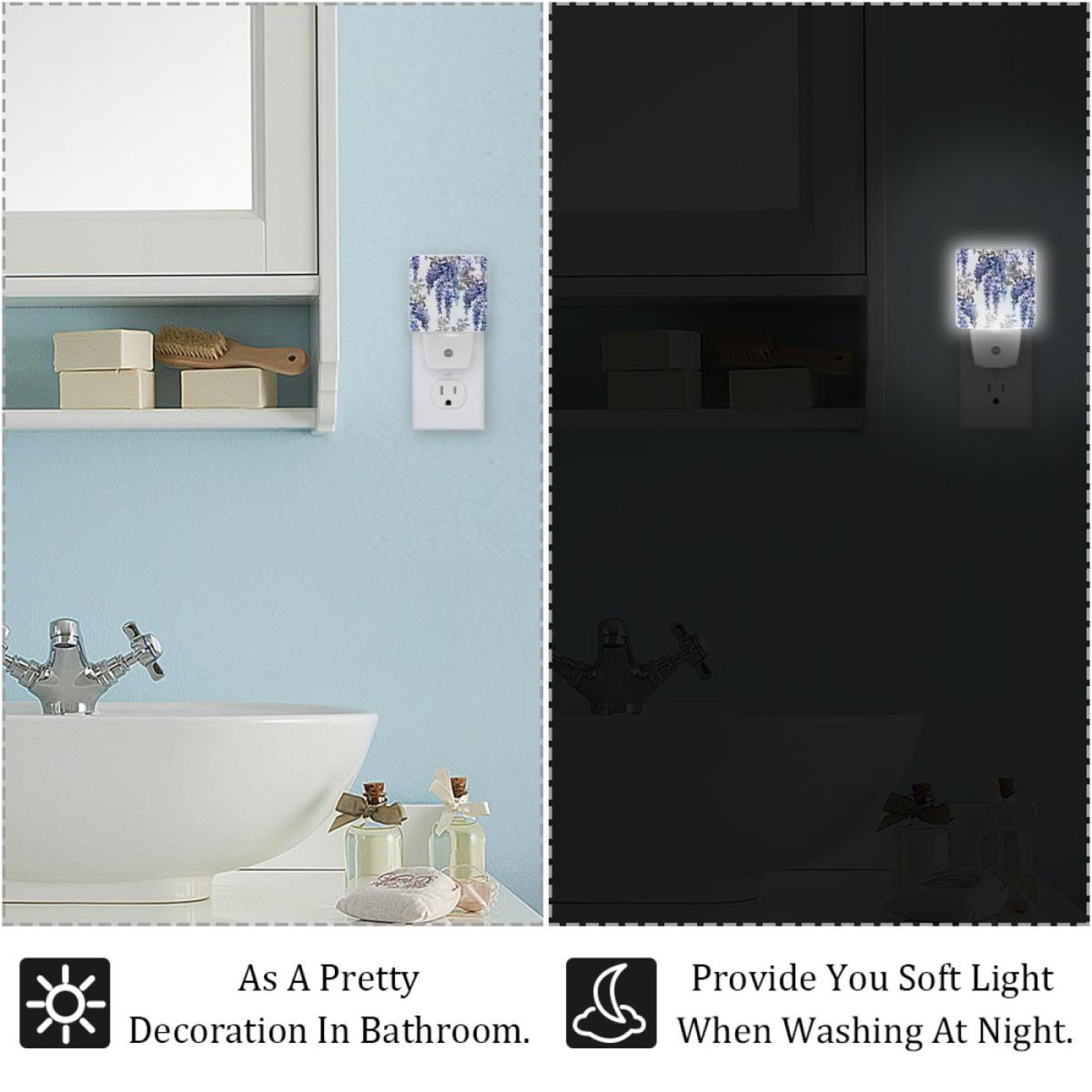 PhooArto Wisteria Flowers Pattern Plug in LED Night Light Auto Sensor Dusk to Dawn Decorative Night for Bedroom, Bathroom, Kitchen, Hallway, Stairs, Baby's Room, Energy Saving