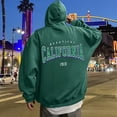 thumbnail image 2 of sususu Hoodies for Men With Zipper Letter Print Hooded Sweatshirt Casual Pullover With Front Pocket Comfortable Streetwear For Daily Wear,Dark Green,XXL, 2 of 6
