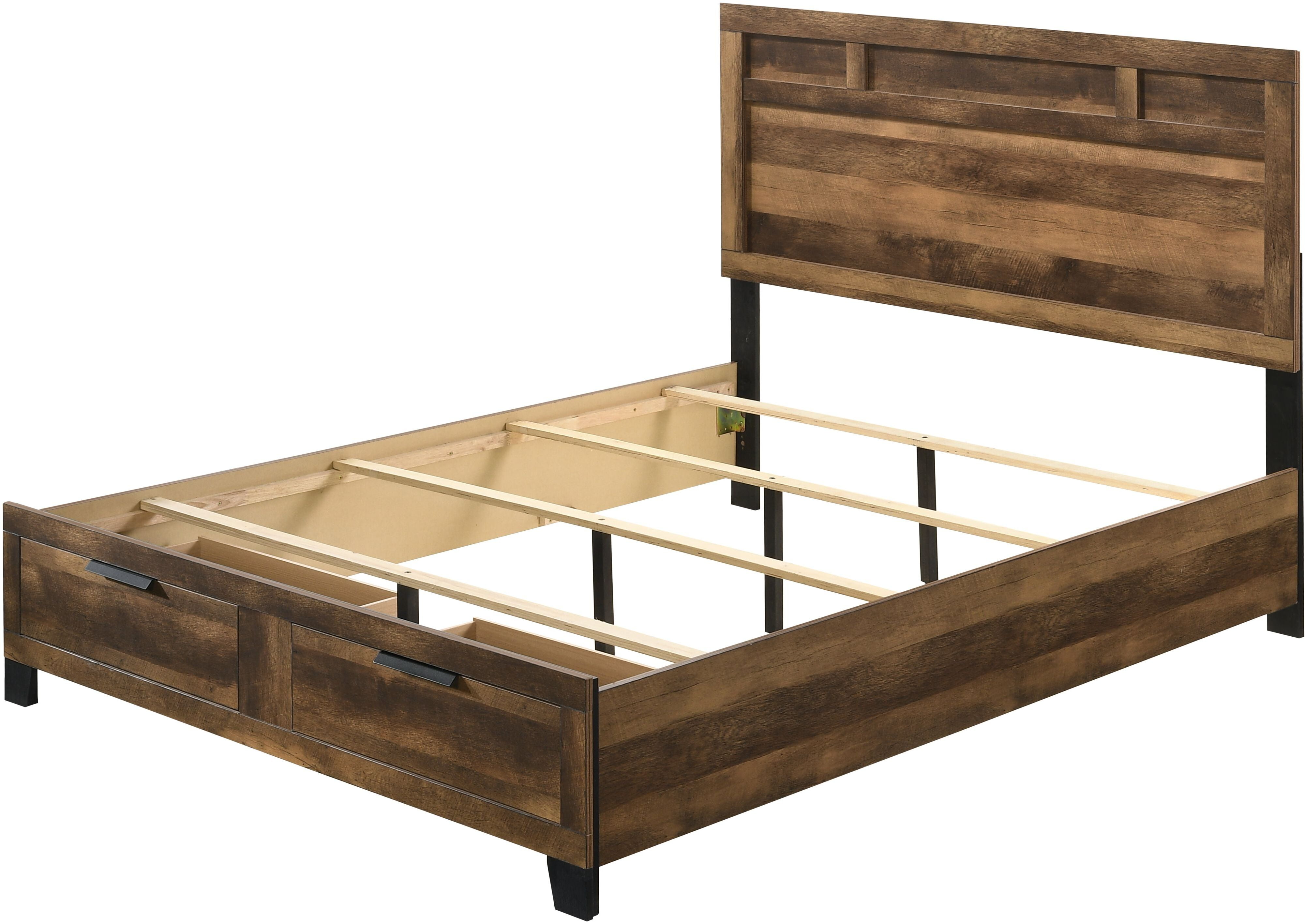 Mes Storage Queen Bed In Rustic Oak, How To Make Your Own Rustic Bed Frame With Storage