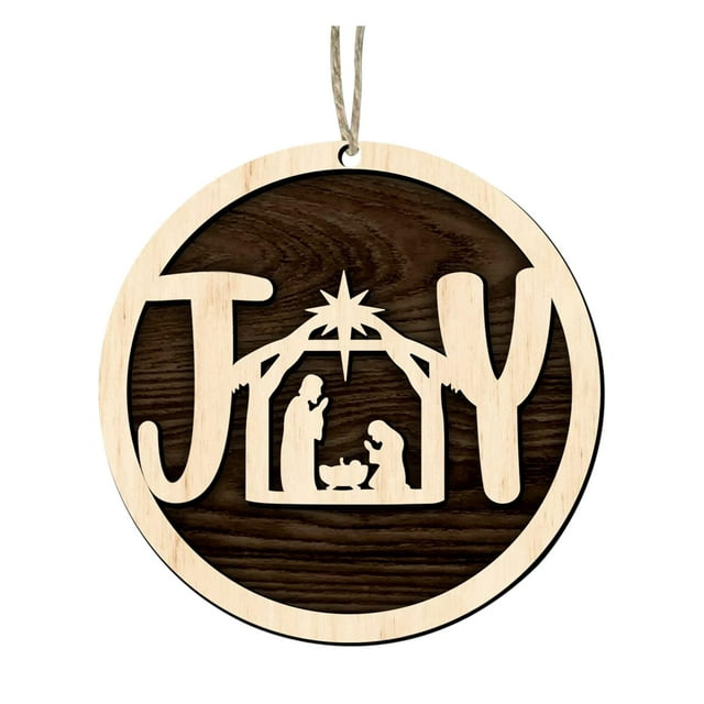 Adornos de Natividad Navideños, Decoraciones de Natividad Religiosas, Recuerdos, Madera Redondo