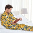 thumbnail image 6 of Salouo Vintage White Yellow Sunflower Print Button-Front Long Sleeve Pajama Set for Men, Soft 2Pjs Men's Long Sleeve Sleepwear-XX-Large, 6 of 7