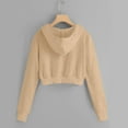 thumbnail image 5 of Fgnfyis Cropped Hoodie Women Casual and Fashionable Short Hooded Sweatshirt with Pockets Light Long Sleeve for Streetwear Khaki S, 5 of 6