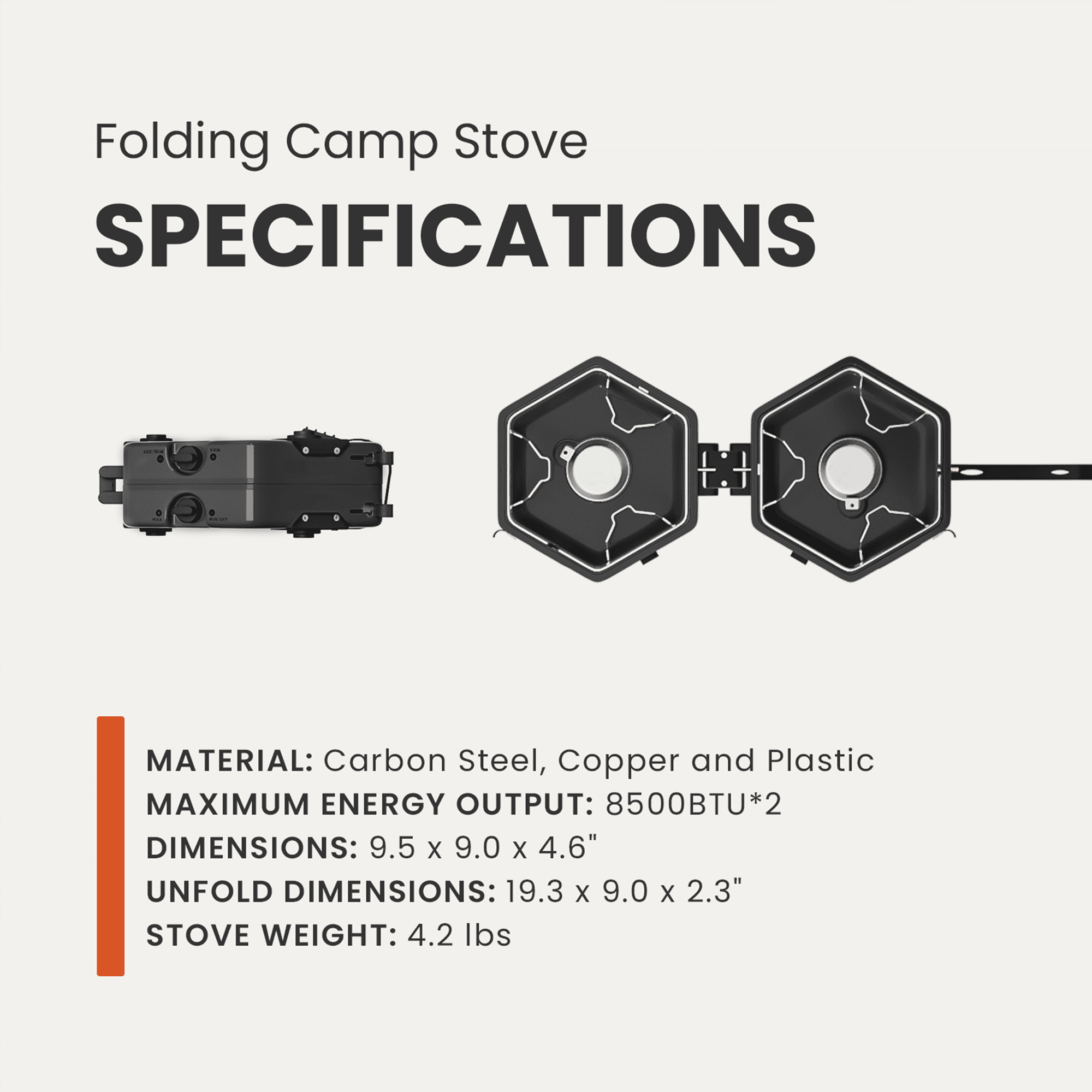 Cofiyard Black Propane 2 Burner Camping Stove with Bag, Portable Folding Gas Stove for Camp, 17,000 Btu Adjustable Burners