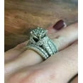thumbnail image 3 of Hitanshu Jewels 14K White Gold Plated CZ Trio Wedding Engagement band Bridal Ring Set, 3 of 6