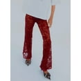 thumbnail image 6 of Rdhnmea Women Flare Pants Lace See-Through Elastic Waist Trousers Bottoms, 6 of 8