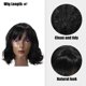 thumbnail image 3 of Human Pelo Pelucas para Mujeres 14" Negro Rizado Peluca con Peluca Gorro, 3 of 7