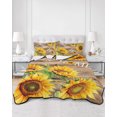 thumbnail image 2 of Twin XL Quilt Bedding Set, Sunflowers Farmhouse Reversible Summer Quilt 3 Pieces, Country Botanical Floral Wooden Lightweight Bedspreads Coverlets with 2 Pillow Shams for All Seasons, 2 of 5