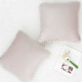 thumbnail image 3 of PiccoCasa Soft Velvet Decorative Pompoms Throw Pillow Covers Pale Pink 16" x 16" 2, 3 of 8