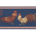 thumbnail image 1 of Beige Red Rooster Blue Wallpaper Border Retro Design, Roll 15' x 7'', 1 of 3