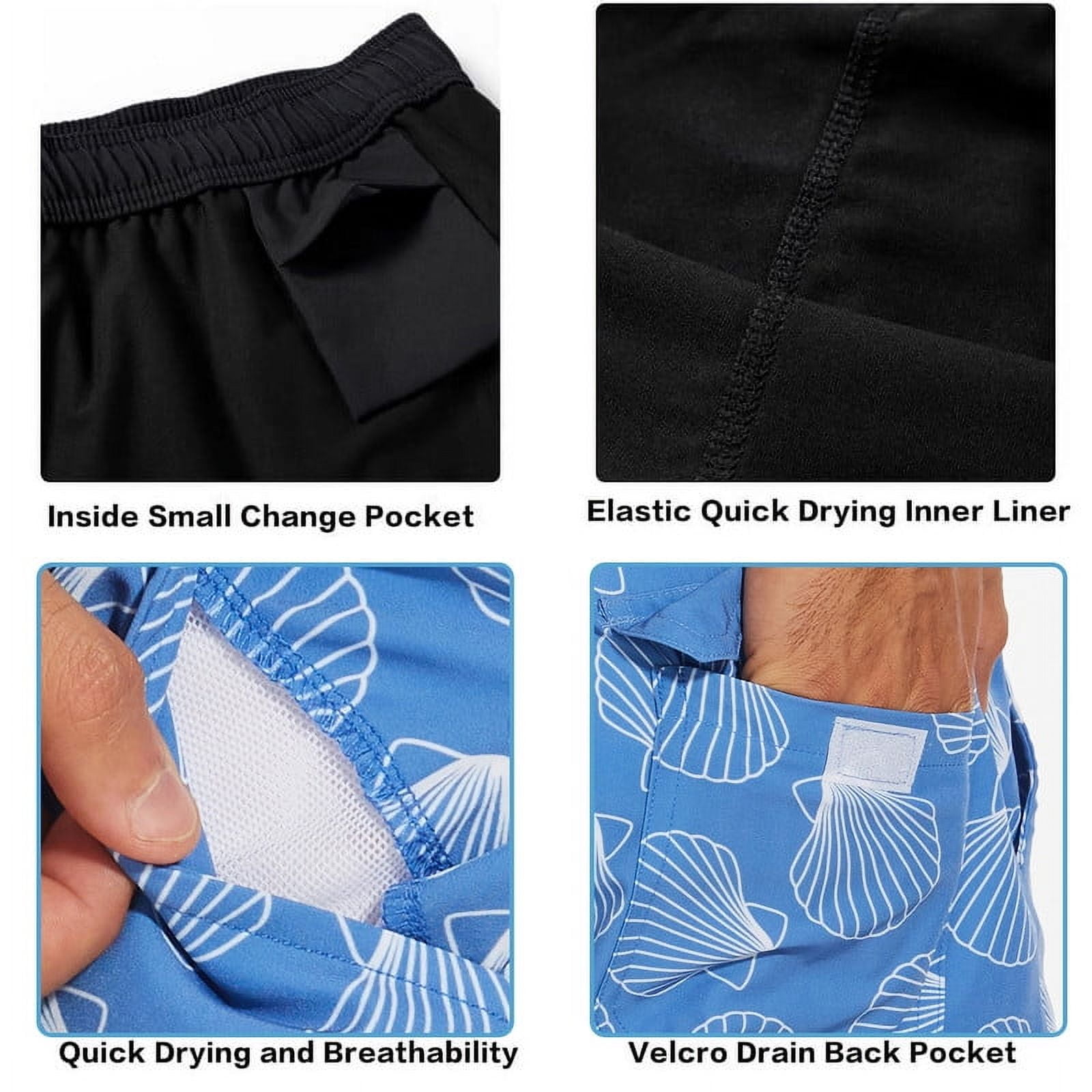 Mowujeit Swim Trunks 5" Stretch Beach Shorts Quick Dry Mens Board Short, Size XL
