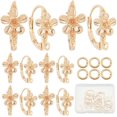 thumbnail image 2 of 20Pcs Real 18K Gold Plated Flower Earring Hooks Leverback Earwires French Ear Wire with Open Loop 40Pcs Open Jump Ring for Earring Designs Jewelry Making Findings Dangle 17 x 8mm, 2 of 6