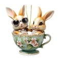 thumbnail image 2 of AURIGATE Easter Teacup Bunny Hanging Ornaments, Cute Rabbit in Teacup Decorative Accents, Spring Easter Tree Decorations for Home, Party, Window & Easter Gifts, 2 of 6