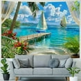 thumbnail image 4 of Shiartex Ocean Beach Tapestry, Coconut Palm Tree Garden Scenery Window Tapestries Wall Hanging for Bedroom College Dorm Decor, Summer Tropical Sea Hawaii Landscape Outdoor Poster Blanket 40x30inch, 4 of 6