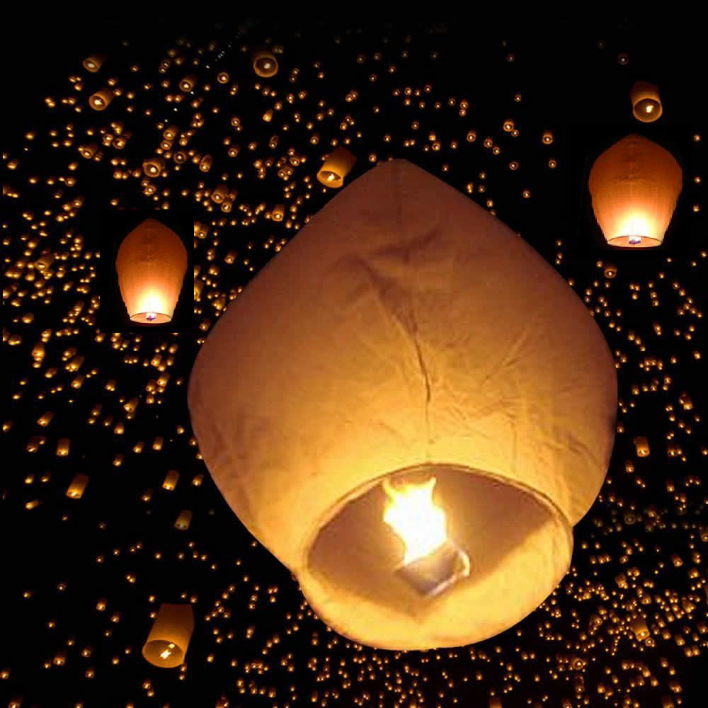 Sky Lanterns （10 Pack Chinese Wishing Lanterns 100% ECO Friendly Biodegradable Paper with Fire Resistant Paper for Weddings Birthdays Memorials and Celebration Events 5