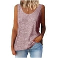 thumbnail image 2 of Plus Size Tank Tops for Women Sleeveless Round Neck Sequin Casual Tank Pink XXXXXL, 2 of 6