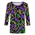 thumbnail image 4 of Aloohaidyvio Mardi Gras Clothing ,Womens Tops 3/4 Sleeve Shirts Round Neck Loose Casual Blouses Mardi Gras Tshirts, 4 of 5