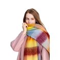 thumbnail image 2 of Bufanda Yatemiole de cachemir a cuadros de colores grandes para mujer, 2 of 7