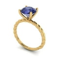 thumbnail image 2 of 2 ctw Solitaire Anniversary Ring for Women | Round Cut Simulated Tanzanite | Hyperallergenic Solid 18K Yellow Gold, 2 of 5
