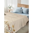 thumbnail image 4 of Botanical Queen Size Flat Sheet, Wrinkleproof & Fadeproof Cooling Flat Bed Sheet Only, Retro Plant Wildflower Green Leaf Ferns Breathable Soft Bedding Top Sheets 90 x 102 Inches, 4 of 8