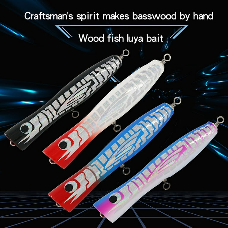 Colorful Wooden Popper Sea Fishing Bait Simulated Fisheye Bionic Stick  Casting Lure Fishing Tackle 180mm 80g For Tuna Gt 