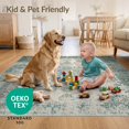 thumbnail image 4 of ODIKA 2'x3' Ultra-Soft Accent Mat, Grey Distressed Vintage Scroll Botanical Motifs Woodland Beige None Washable, Bare feet friendly, Easy Care Indoor rug for Bedside, Footrest, 4 of 7