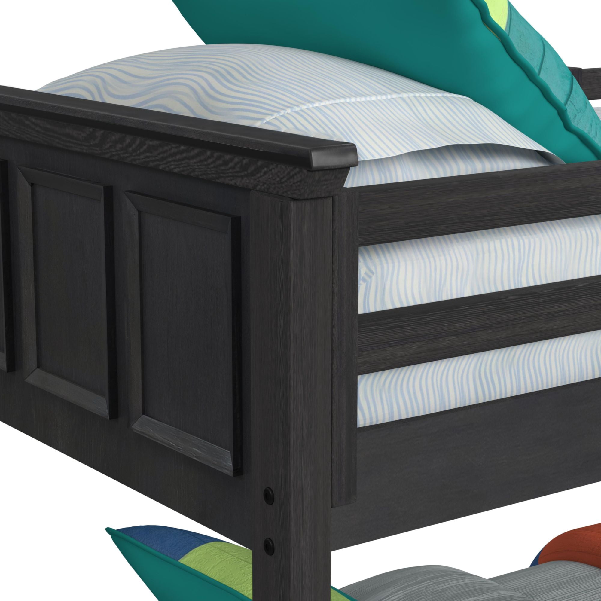 Brooklyn Kids Twin Over Full Bunk with Ladder in Charcoal