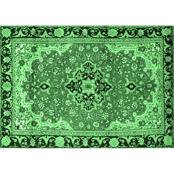Ahgly Company Indoor Rectangle Medallion Emerald Green Traditional Area Rugs, 7' x 10'