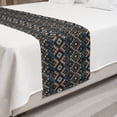 thumbnail image 2 of Ethnic Bed Runner, Knitted Jacquard Illustration Texture Image Geometric Style, Decorative Accent Bedding Scarf for Hotels Homes and Guestrooms, King, Brown and Dark Blue, by Ambesonne, 2 of 2