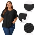 thumbnail image 3 of LANREMON Plus Size Tops for Women Summer Black Scoop Neck Flutter Sleeves TShirts Eyelet Embroidery Loose Fit Flowy Tunic Tops 5XL, 3 of 7