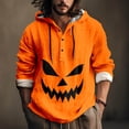 thumbnail image 2 of Chemise Décontractée Imprimée Halloween pour Hommes Col Rond Boutonnée Design Taches de Sang Manches Longues Grande Taille Haut Confortable Élégant, 2 of 5