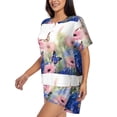 thumbnail image 2 of Fuzoiu Butterfly And Flowers Print Women's Short-Sleeved Pajama Set,Lounge Sleepwear Set,Womens Pajama Sets 2 Piece,Button-Up Top and Shorts with Pockets-4X-Large, 2 of 7