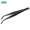 thumbnail image 3 of Uxcell Stainless Steel Tweezers 5.5 Inch Long Curved Serrated Tip Tweezers Multi-Purpose Kitchen Tongs for Cooking Gardening Repairing Craft, Black, 3 of 7