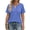 Blue, variant on Lace Plus Size Tops for Women V Neck Short Sleeve Blouses Summer Tunic Shirts